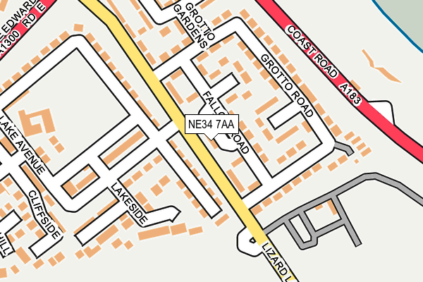 NE34 7AA map - OS OpenMap – Local (Ordnance Survey)