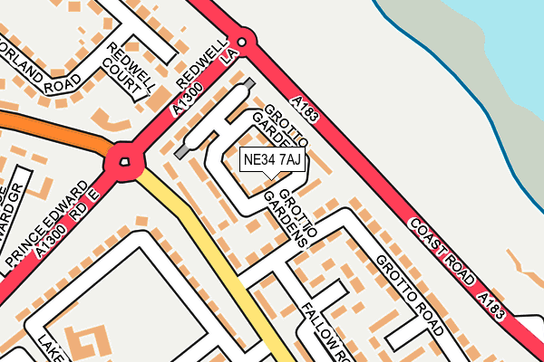NE34 7AJ map - OS OpenMap – Local (Ordnance Survey)