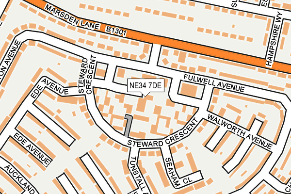 NE34 7DE map - OS OpenMap – Local (Ordnance Survey)
