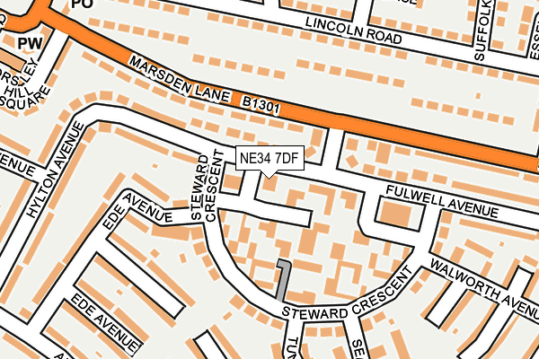 NE34 7DF map - OS OpenMap – Local (Ordnance Survey)