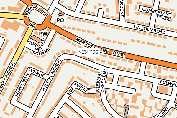 NE34 7DG map - OS OpenMap – Local (Ordnance Survey)