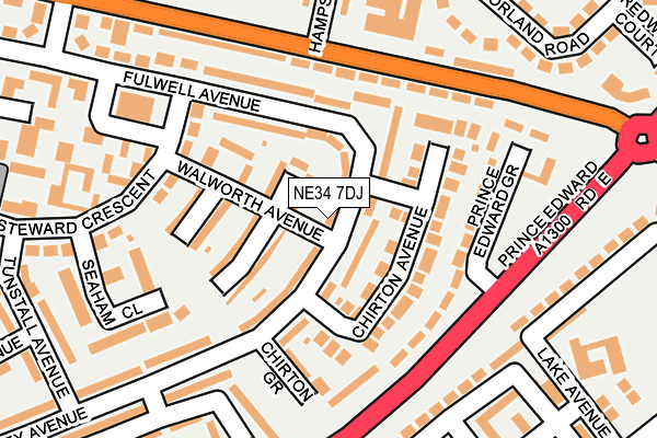 NE34 7DJ map - OS OpenMap – Local (Ordnance Survey)