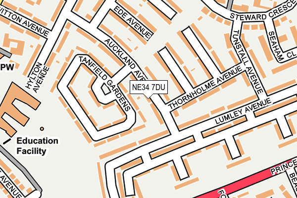 NE34 7DU map - OS OpenMap – Local (Ordnance Survey)