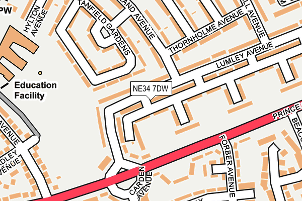 NE34 7DW map - OS OpenMap – Local (Ordnance Survey)