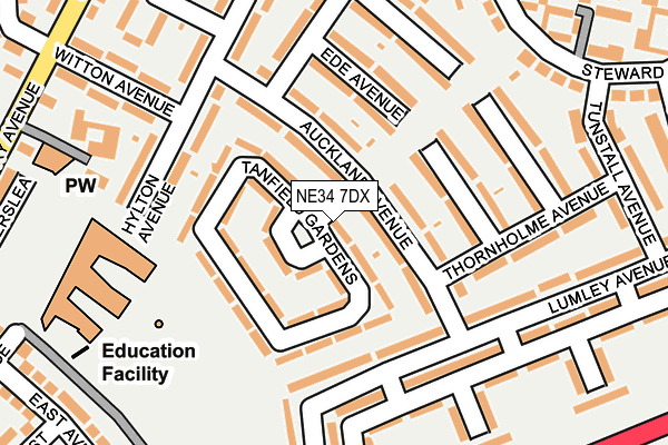 NE34 7DX map - OS OpenMap – Local (Ordnance Survey)