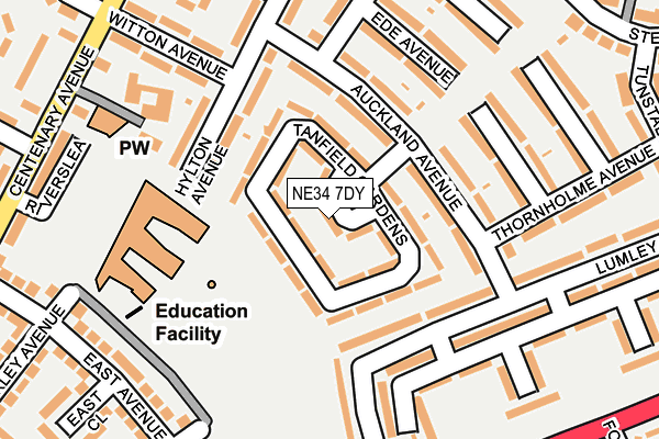 NE34 7DY map - OS OpenMap – Local (Ordnance Survey)