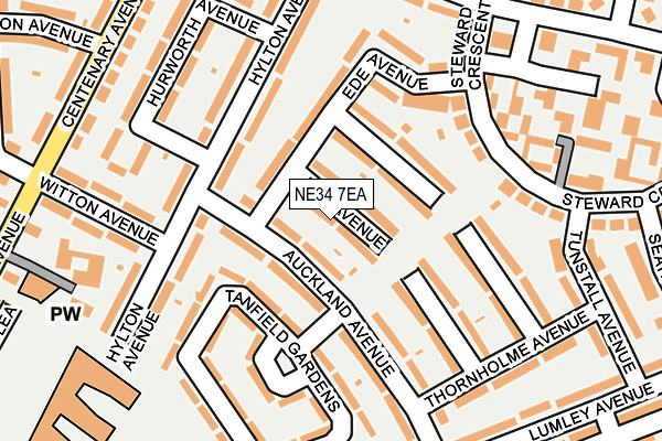NE34 7EA map - OS OpenMap – Local (Ordnance Survey)