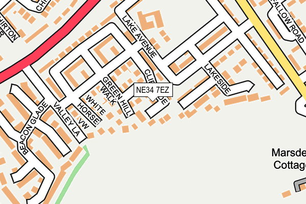 NE34 7EZ map - OS OpenMap – Local (Ordnance Survey)