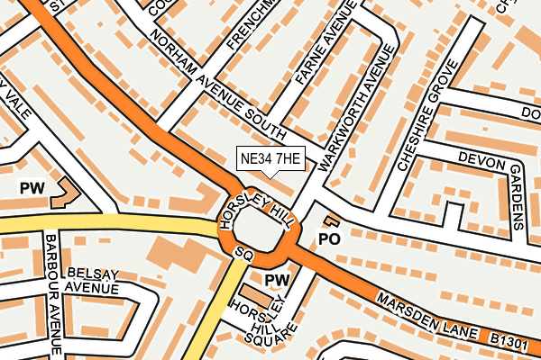 NE34 7HE map - OS OpenMap – Local (Ordnance Survey)