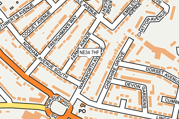 NE34 7HF map - OS OpenMap – Local (Ordnance Survey)