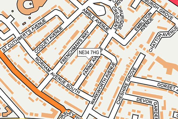 NE34 7HG map - OS OpenMap – Local (Ordnance Survey)