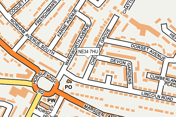 NE34 7HU map - OS OpenMap – Local (Ordnance Survey)