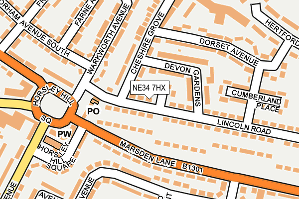 NE34 7HX map - OS OpenMap – Local (Ordnance Survey)