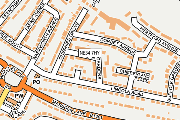 NE34 7HY map - OS OpenMap – Local (Ordnance Survey)