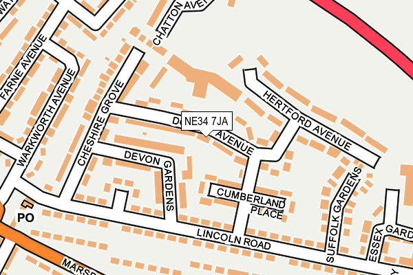 NE34 7JA map - OS OpenMap – Local (Ordnance Survey)