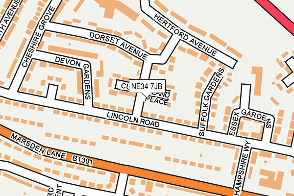 NE34 7JB map - OS OpenMap – Local (Ordnance Survey)