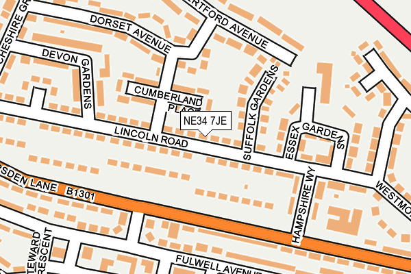 NE34 7JE map - OS OpenMap – Local (Ordnance Survey)