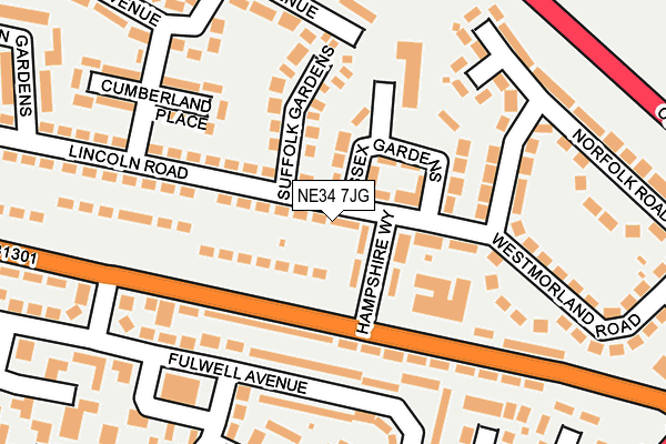 NE34 7JG map - OS OpenMap – Local (Ordnance Survey)