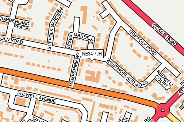 NE34 7JH map - OS OpenMap – Local (Ordnance Survey)