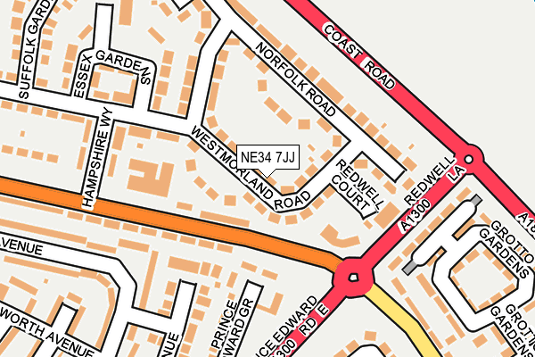 NE34 7JJ map - OS OpenMap – Local (Ordnance Survey)