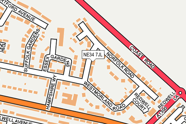 NE34 7JL map - OS OpenMap – Local (Ordnance Survey)