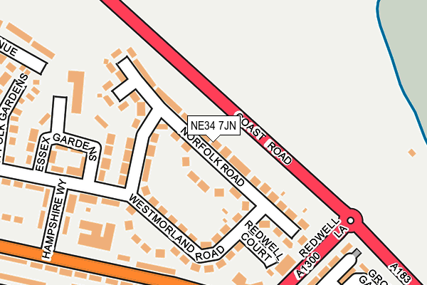 NE34 7JN map - OS OpenMap – Local (Ordnance Survey)