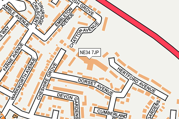 NE34 7JP map - OS OpenMap – Local (Ordnance Survey)
