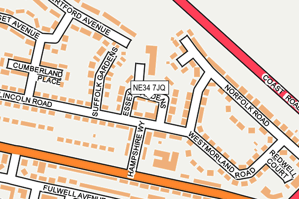 NE34 7JQ map - OS OpenMap – Local (Ordnance Survey)