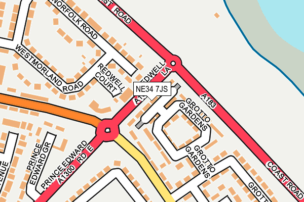 NE34 7JS map - OS OpenMap – Local (Ordnance Survey)