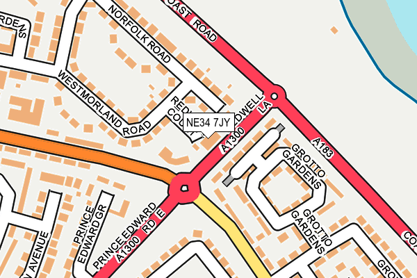 NE34 7JY map - OS OpenMap – Local (Ordnance Survey)