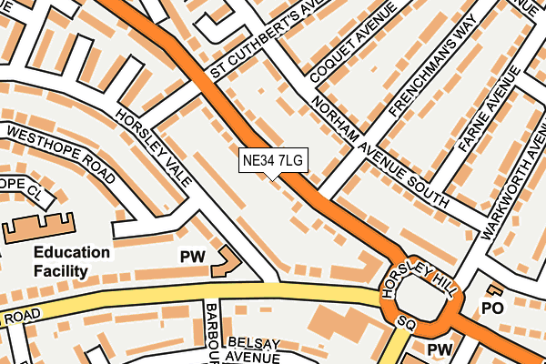 NE34 7LG map - OS OpenMap – Local (Ordnance Survey)
