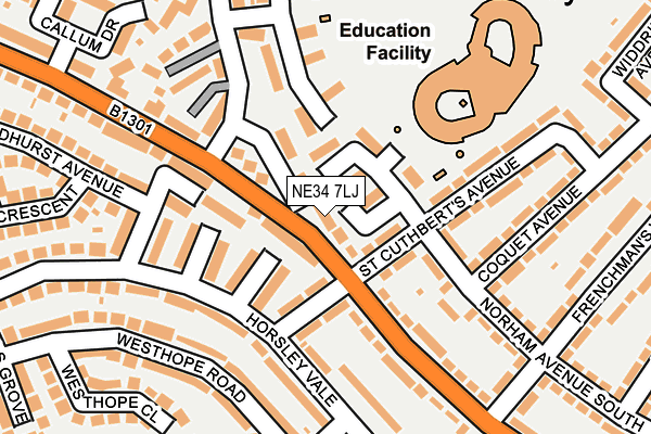 NE34 7LJ map - OS OpenMap – Local (Ordnance Survey)