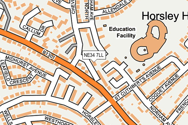 NE34 7LL map - OS OpenMap – Local (Ordnance Survey)