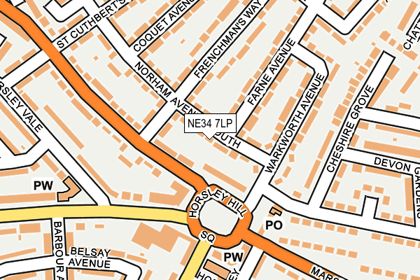 NE34 7LP map - OS OpenMap – Local (Ordnance Survey)