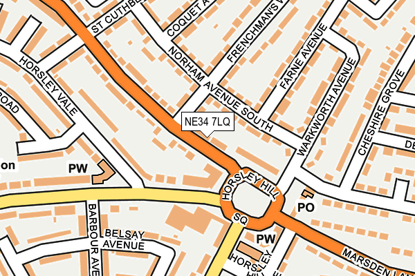 NE34 7LQ map - OS OpenMap – Local (Ordnance Survey)