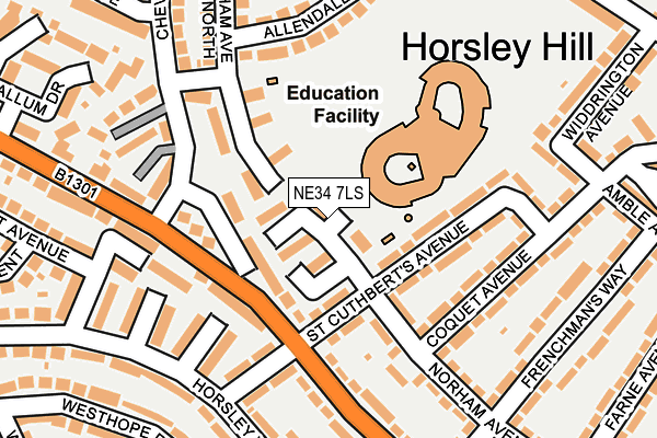 NE34 7LS map - OS OpenMap – Local (Ordnance Survey)