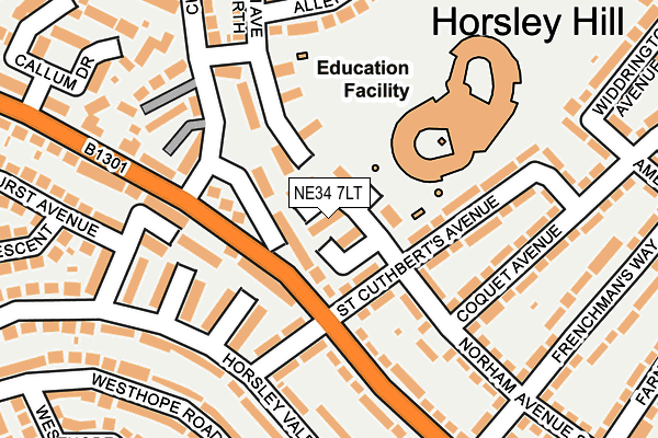 NE34 7LT map - OS OpenMap – Local (Ordnance Survey)