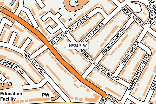 NE34 7LW map - OS OpenMap – Local (Ordnance Survey)