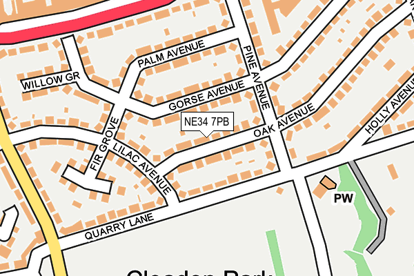 NE34 7PB map - OS OpenMap – Local (Ordnance Survey)