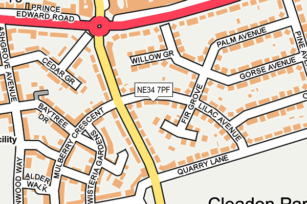NE34 7PF map - OS OpenMap – Local (Ordnance Survey)