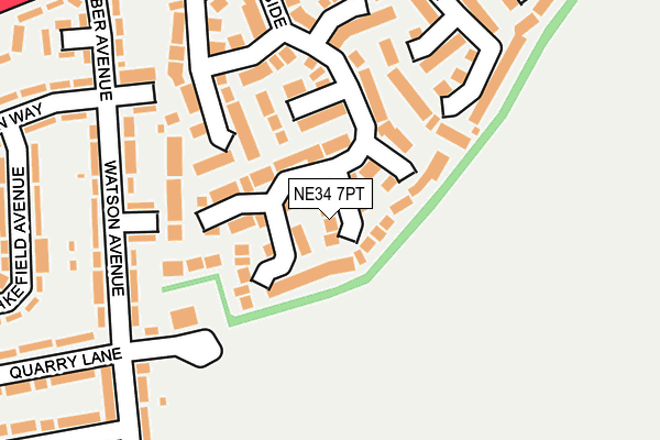 NE34 7PT map - OS OpenMap – Local (Ordnance Survey)
