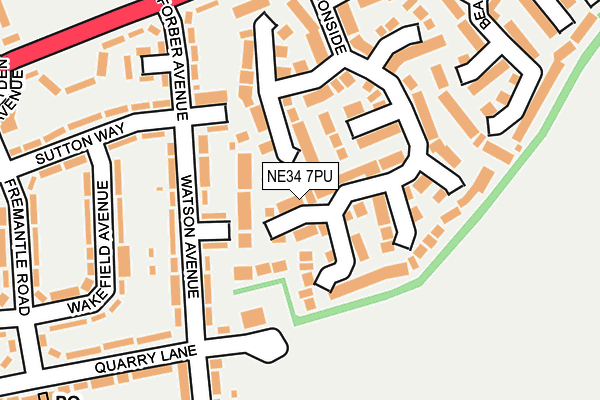 NE34 7PU map - OS OpenMap – Local (Ordnance Survey)