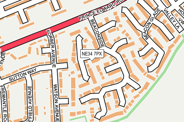 NE34 7PX map - OS OpenMap – Local (Ordnance Survey)