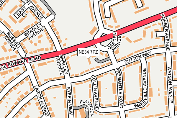 NE34 7PZ map - OS OpenMap – Local (Ordnance Survey)
