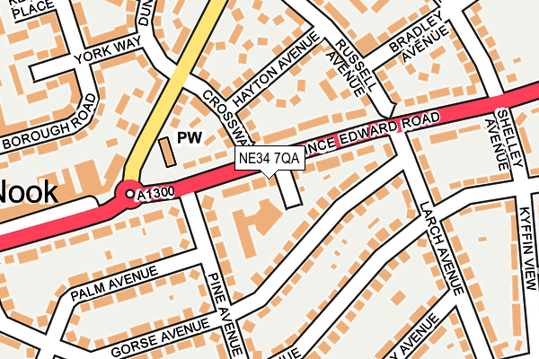 NE34 7QA map - OS OpenMap – Local (Ordnance Survey)