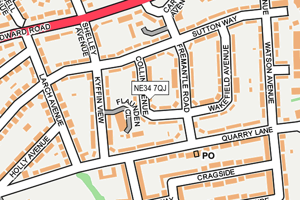 NE34 7QJ map - OS OpenMap – Local (Ordnance Survey)