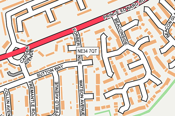 NE34 7QT map - OS OpenMap – Local (Ordnance Survey)
