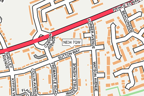 NE34 7QW map - OS OpenMap – Local (Ordnance Survey)