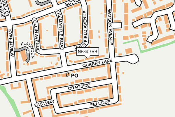 NE34 7RB map - OS OpenMap – Local (Ordnance Survey)