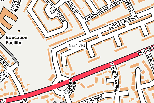 NE34 7RJ map - OS OpenMap – Local (Ordnance Survey)